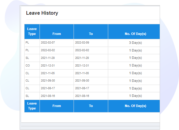 Leave Management Software - Better insights into employee leave history